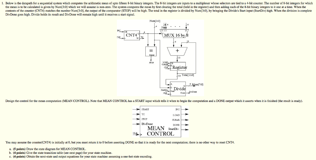  1. Below is the datapath for a sequential system which computes