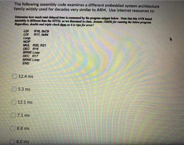  The following assembly code examines a different embedded system architecture family
