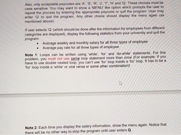 you will need to perform for the program described below). This must