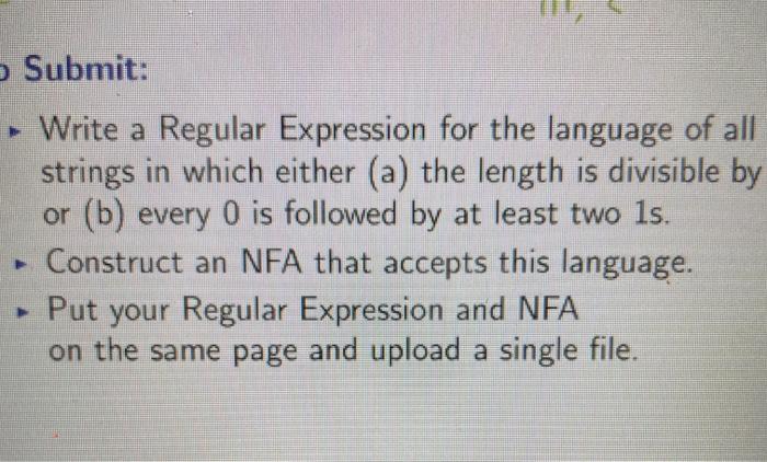  Submit: Write a Regular Expression for the language of all strings