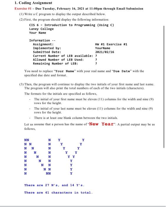 1. Coding Assignment Exercise #1 - Due Tuesday, February 16, 2021