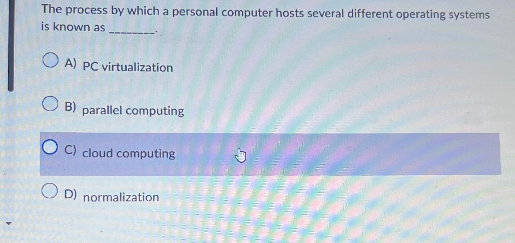  The process by which a personal computer hosts several different operating