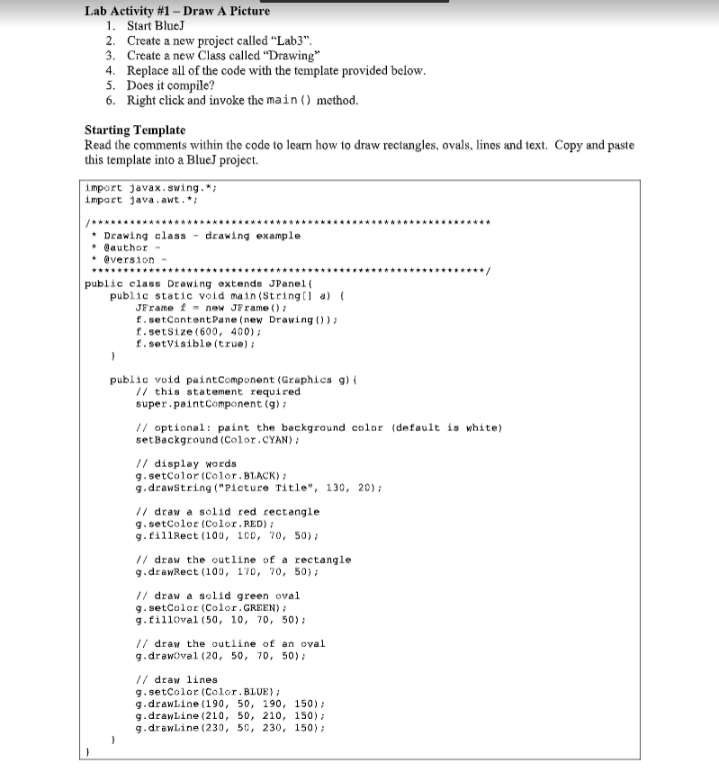 a class invoke methods draw simple shapes Practice Good Coding Style Elegant