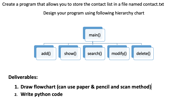  Create a program that allows you to store the contact list
