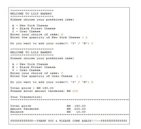 by Lily Bakery to develop a program to calculate the payment for
