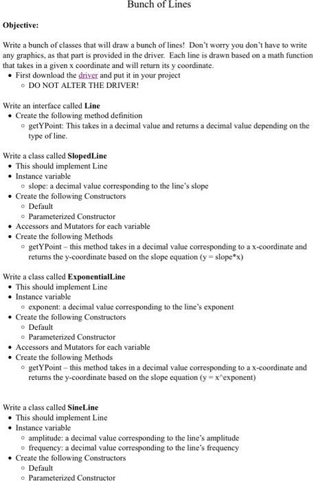 java awt. //Needed for drawing import java util public class Drawinguines extends