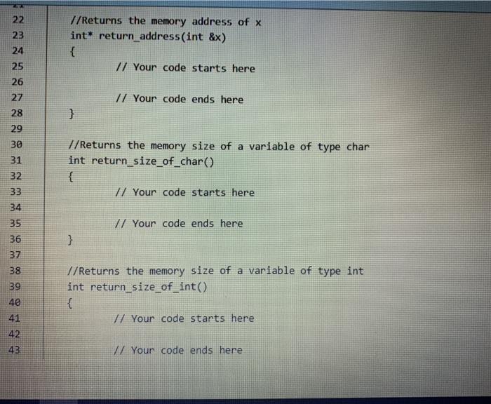 7 8 1/Returns the null pointer int* return_null_pointer() { // Your code