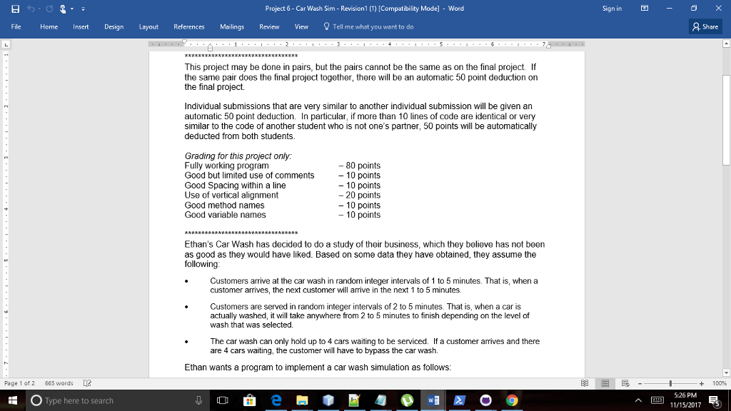  Can you please write this program in java? Thanks Project 6-Car
