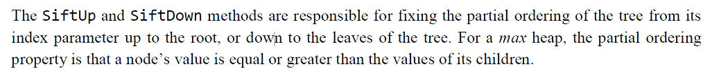 need the code for siftdown function for binary tree The SiftUp and