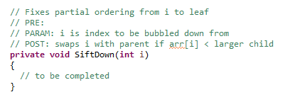 from its index parameter up to the root, or down to the