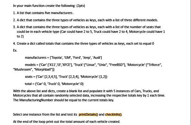 Create the abstract base class Vehicle with the following attributes: Variables Methods