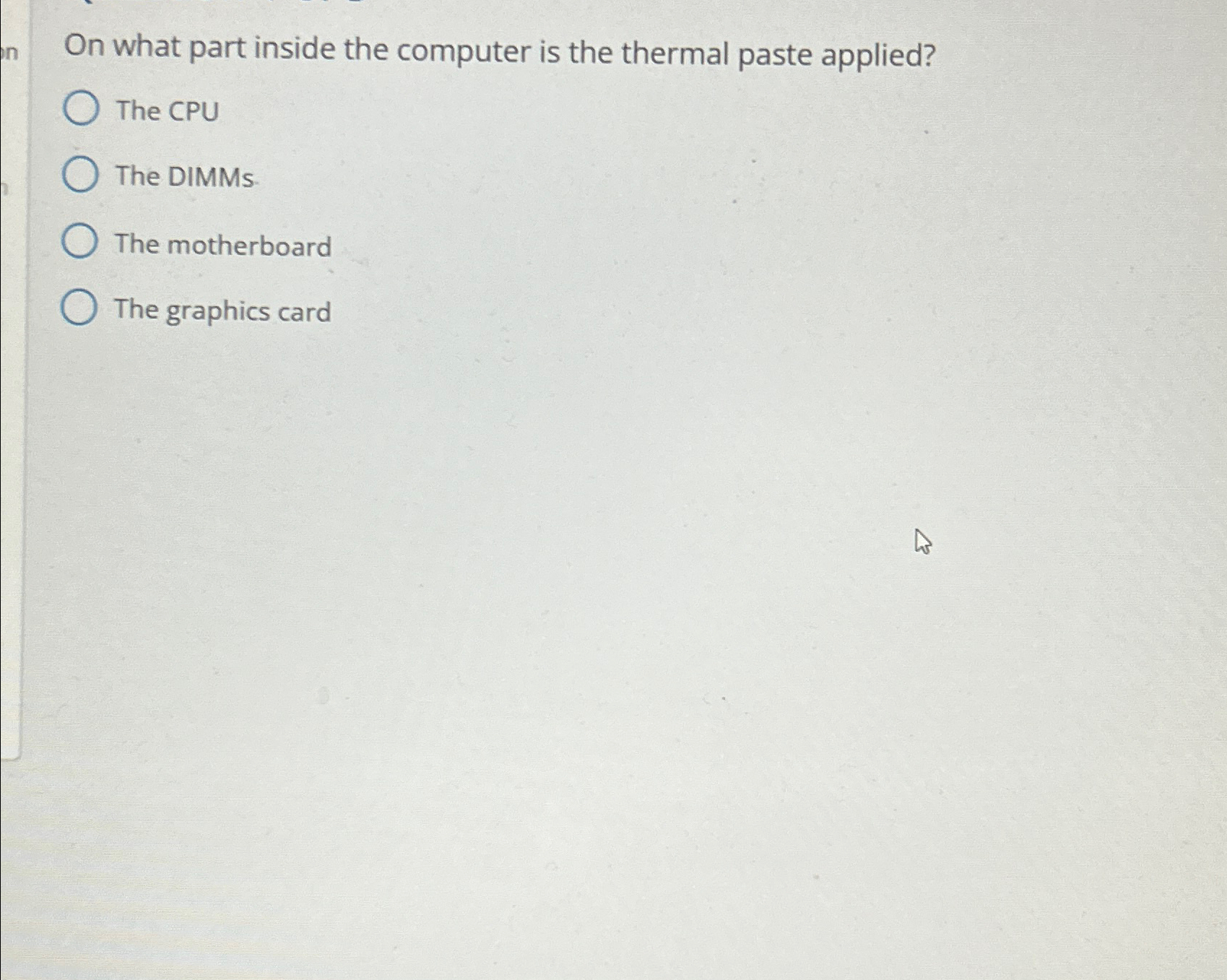  On what part inside the computer is the thermal paste applied?