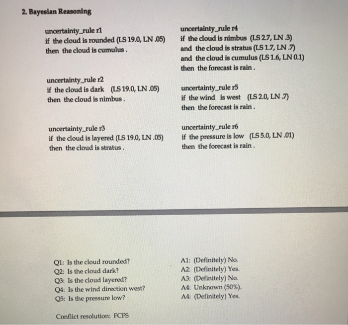  2. Bayesian Reasoning uncertainty rule ri if the cloud is rounded