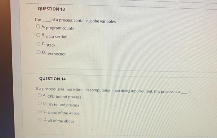 this process is changed O A. from new to ready O B.