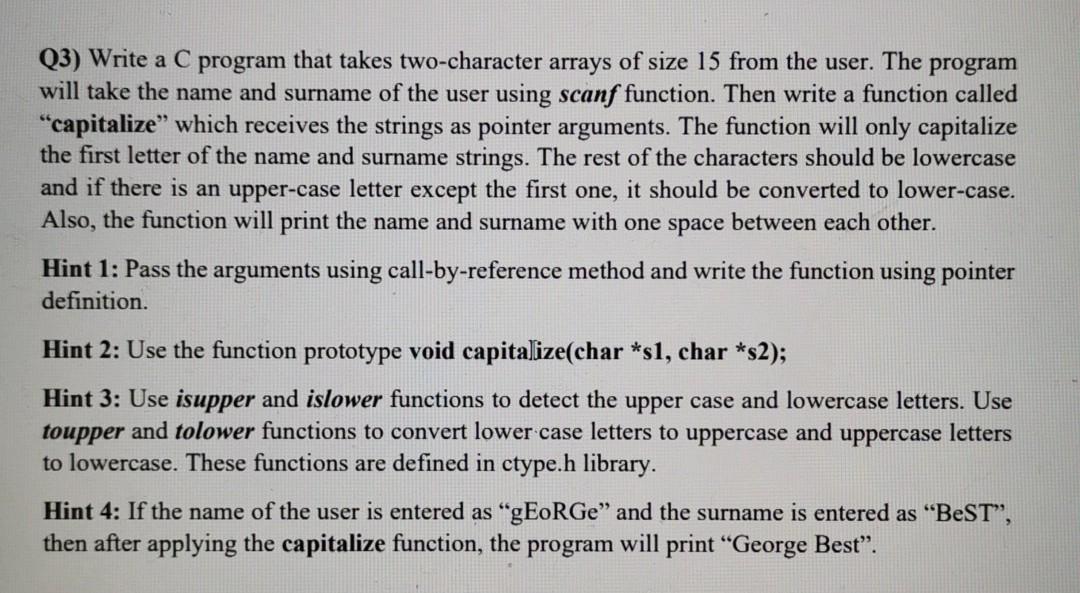As soon as possible!!! In c language (3) Write a C