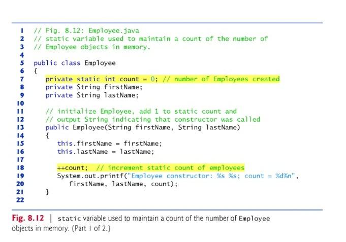 the following code showing the static and non-static members, how they are