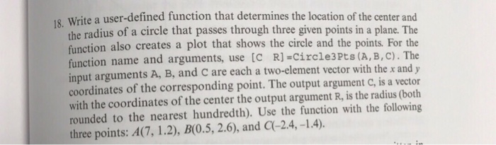  Write a user-defined function that determines the location of the center