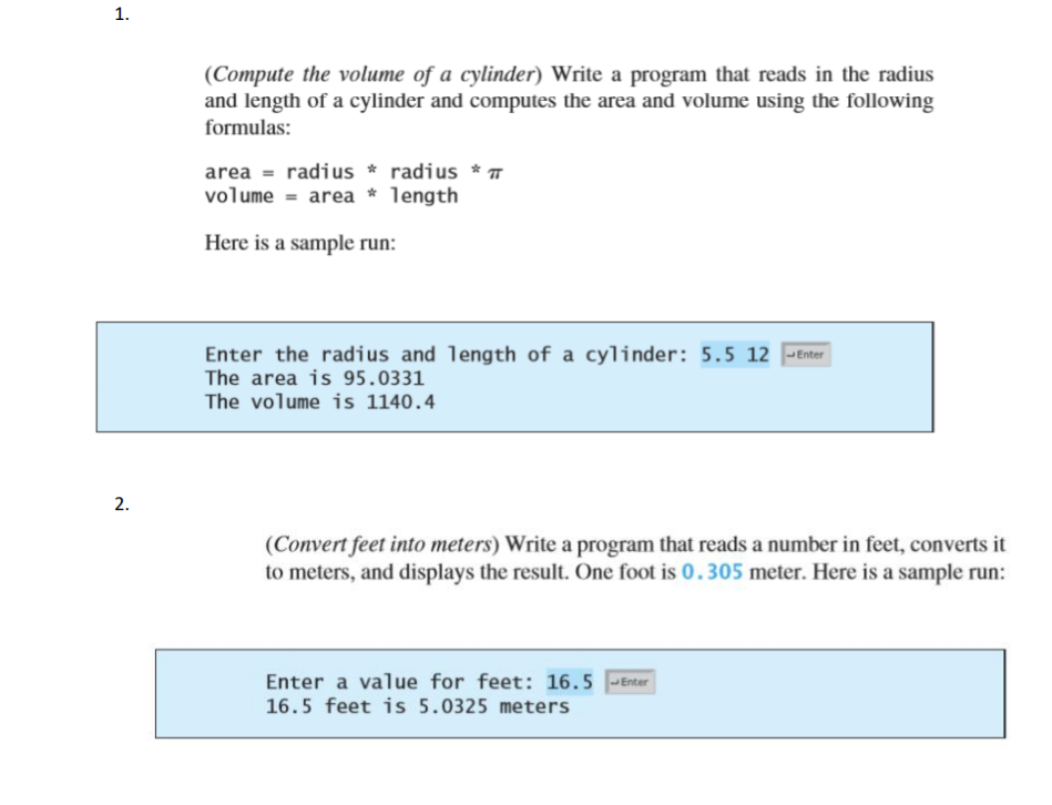  Code has to be in java pls 1. Compute the volume