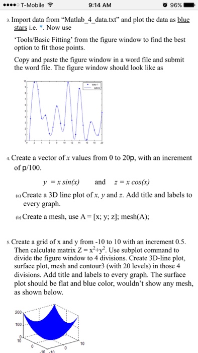  Import data from "Matlab_4_data.txt" and plot the data as blue stars