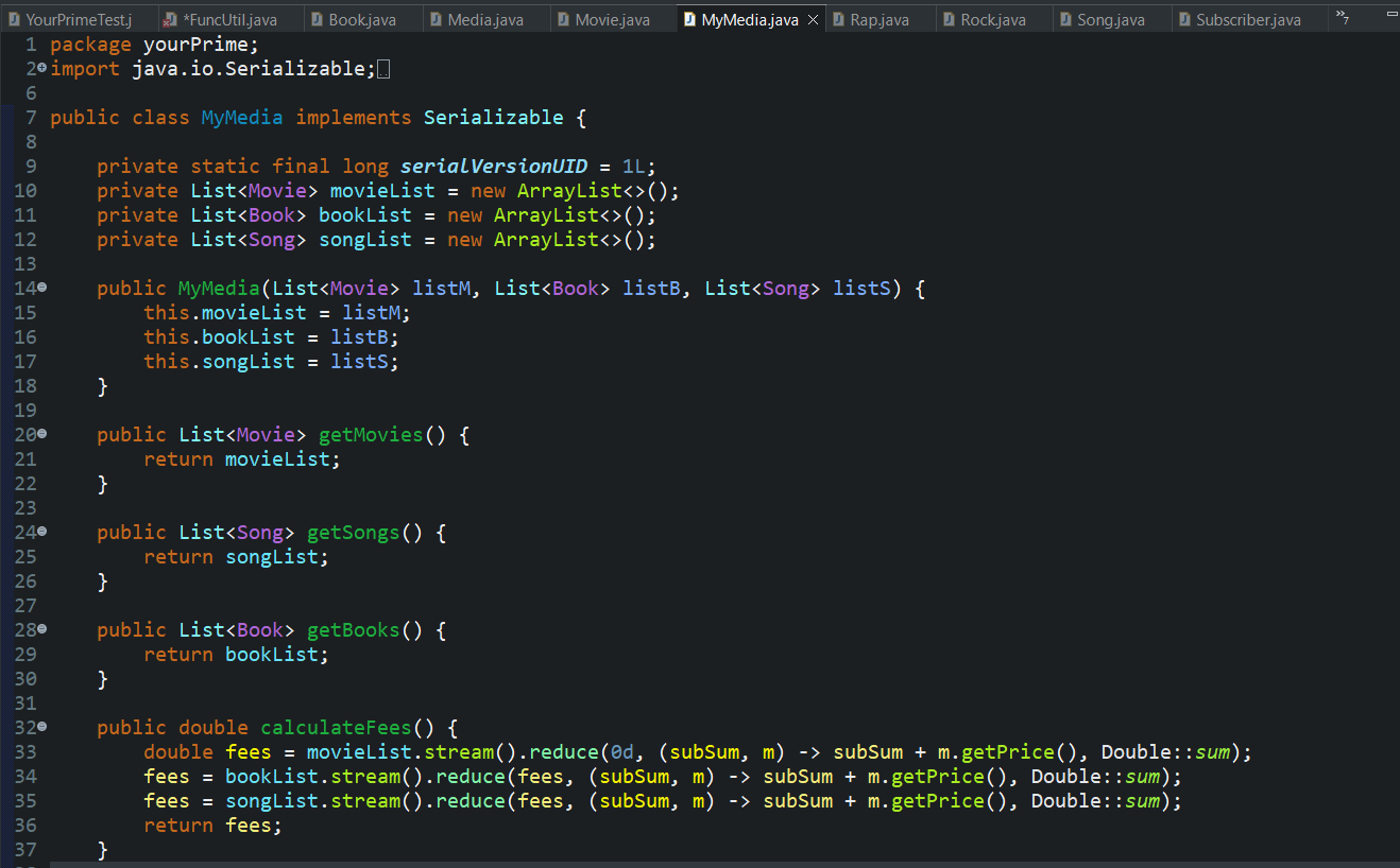 flatMap(Function super T,? extends Stream extends R>>) gettotalfeesgroupbymedia has errors too and