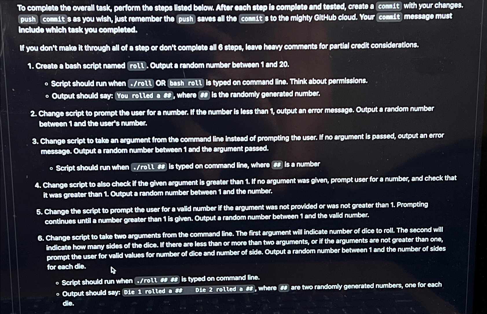  To complete the overall task, perform the steps listed below. After