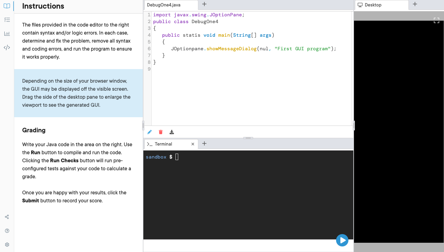 The files provided in the code editor to the right contain syntax