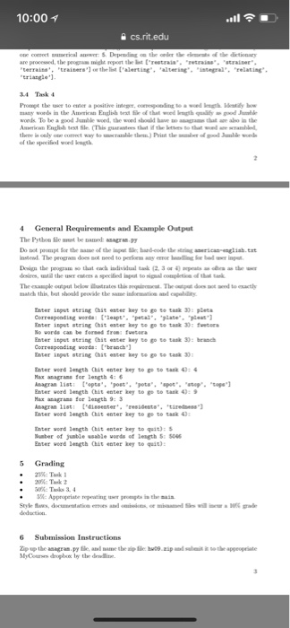 to do any of then. 10:00 cs.rit.edu Computer Science I Anagrams and