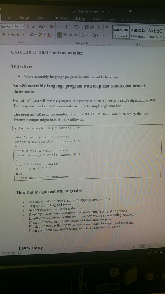  I need to write a program in x86 Assembly language that