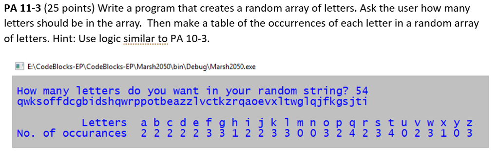 Programming language is C++ PA 11-3 (25 points) Write a program that