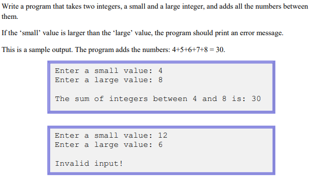 Write the following code in C. them. If the small value is
