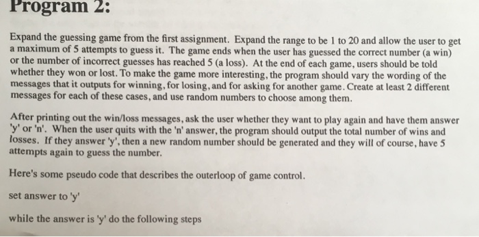  Using C++. Following the directions in the assignment. Program 2: Expand