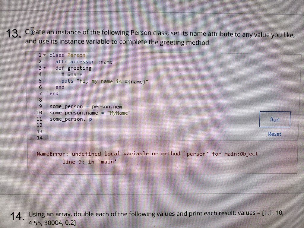  language is in ruby? Create an instance of the following Person