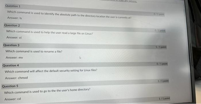  Question 1 Which command is used to identify the absolute path