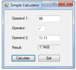 In C# using the windows application form, make a calculator program that
