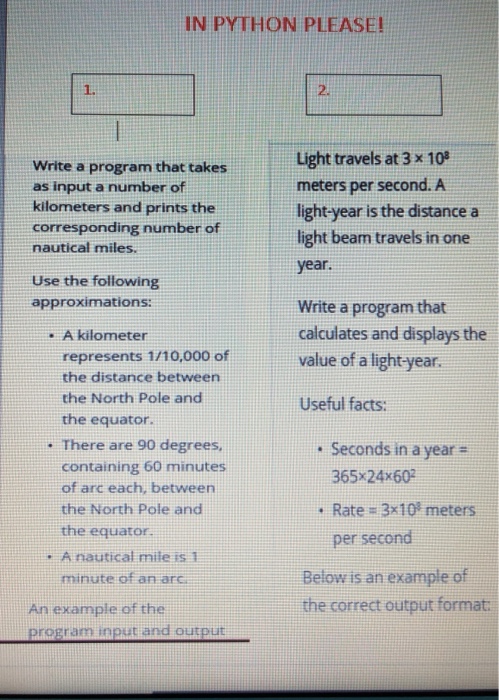  please perform in python language IN PYTHON PLEASE! 1. 2. Write