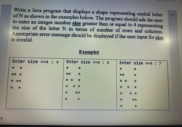  in java Write a Java program that displays a shape representing