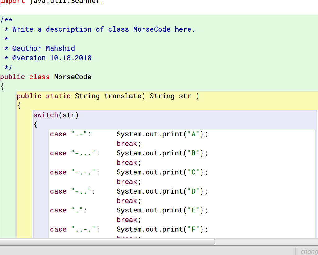 lab was designed to give you practice using a switch statement in