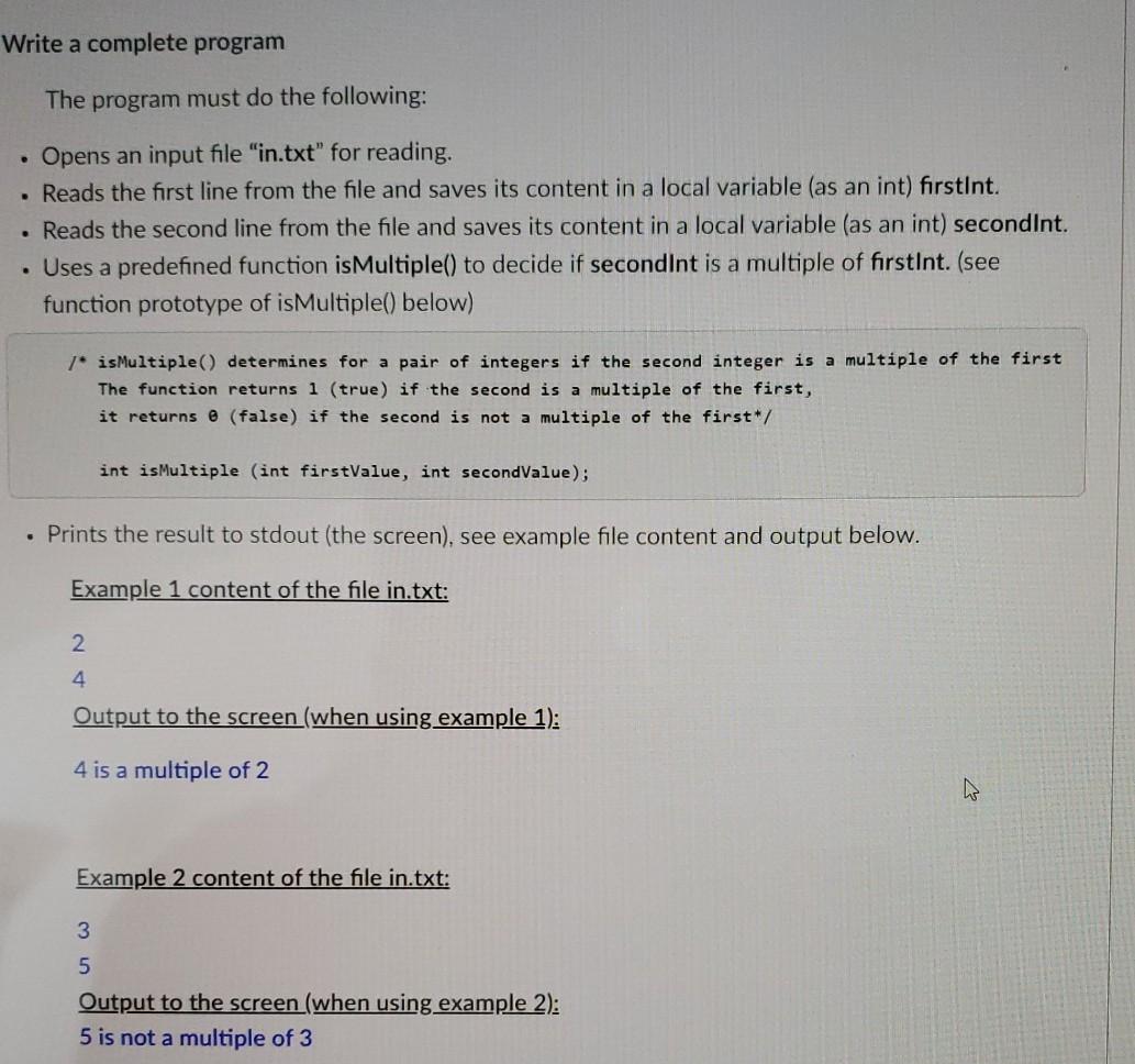 c programming, thank you! Write a complete program The program must do