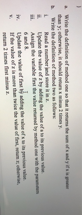  Java Object Oriented Programming Write the definition of method one so