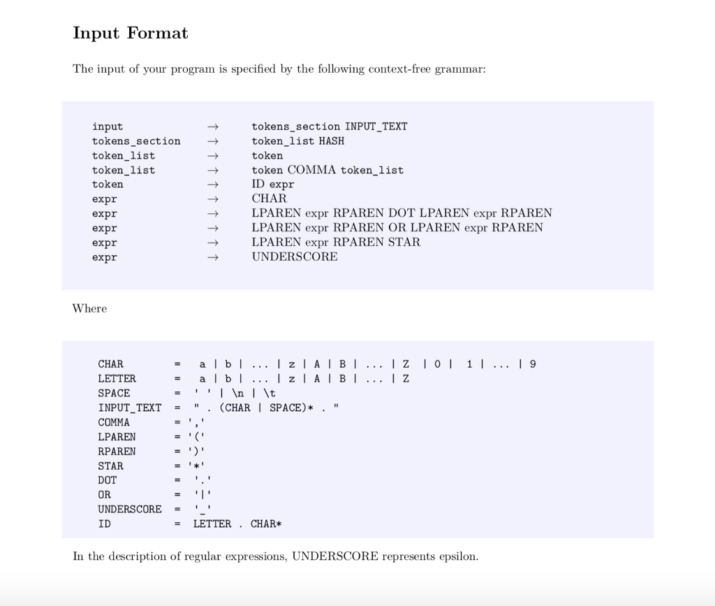  Input Format The input of your program is specified by the