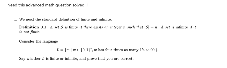 Need this advanced math question solved!!! 1. We need the standard