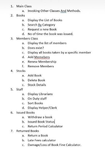 write a simple java program that controls the functionalites of a Library