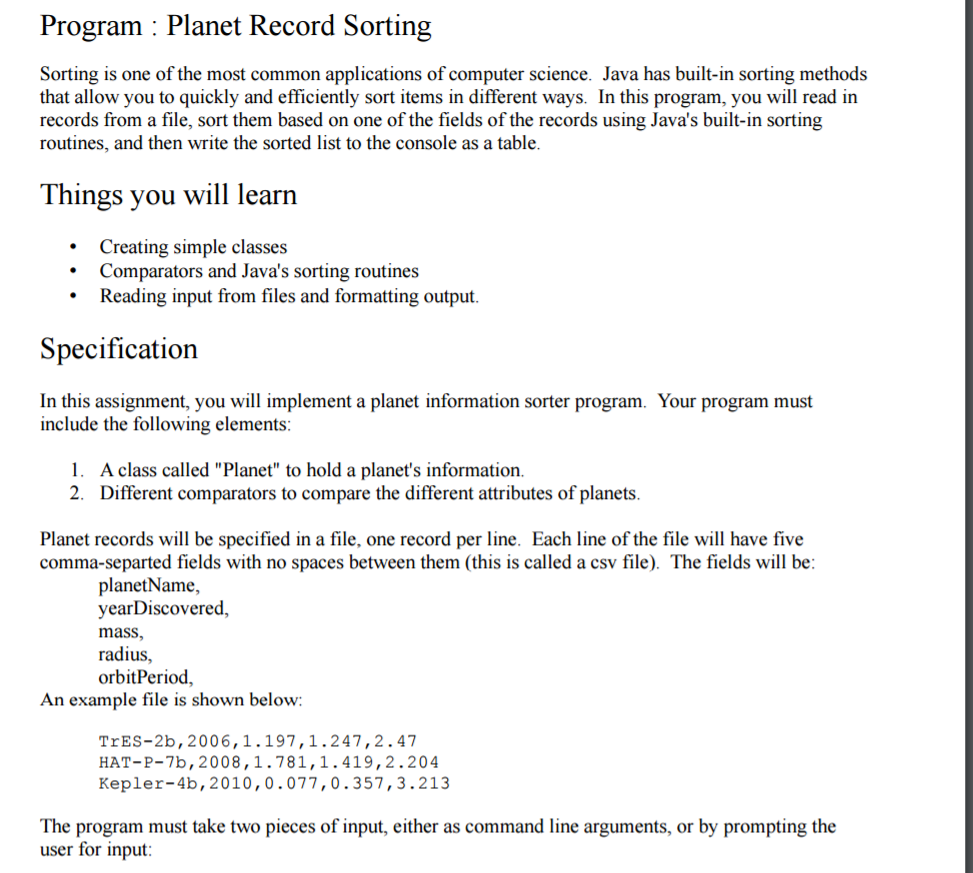  Program Planet Record Sorting Sorting is one of the most common