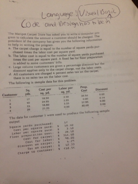  Code and design has to be in Visual Basic !! The