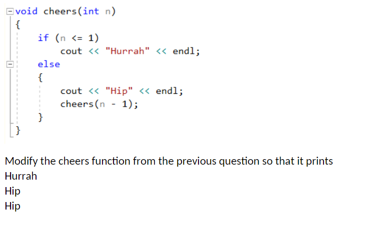 ***For When Cheers is 3 Modify the cheers function from the previous