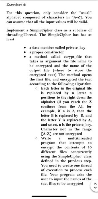 in python Exercises 2: For this question, only consider the "usual" alphabet