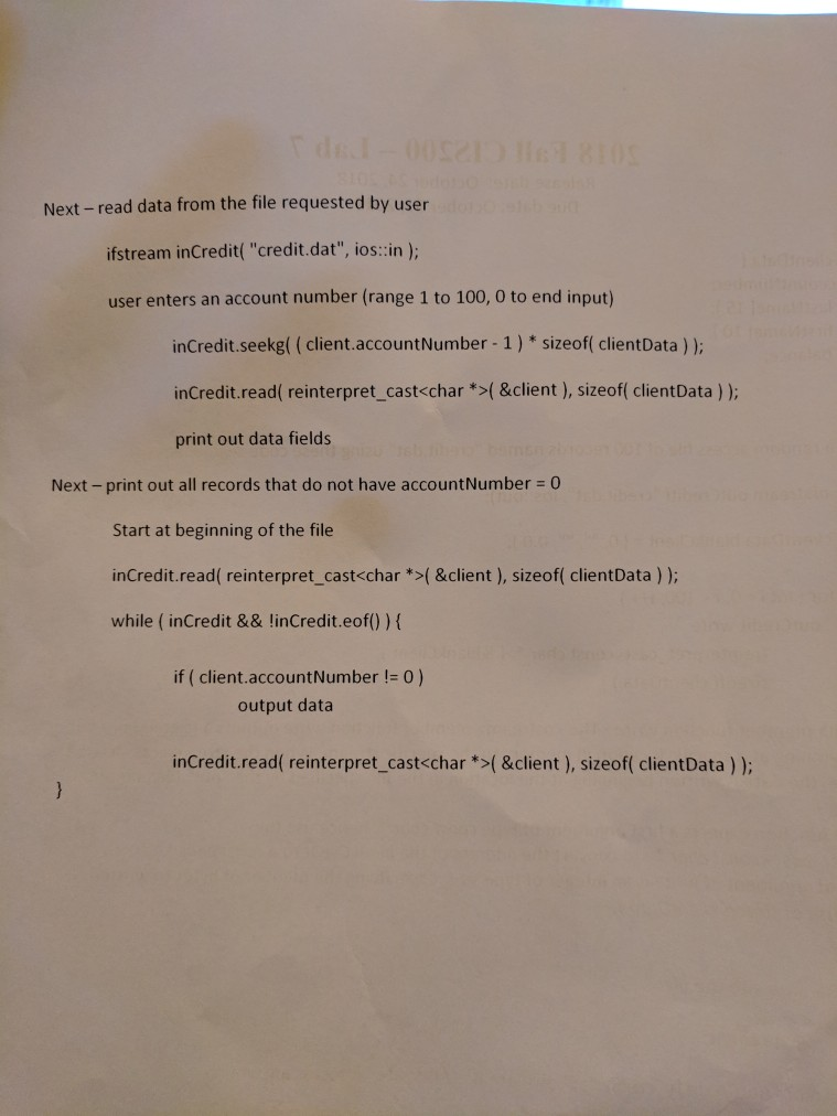 Release date: October 24, 2018 Due date: October 31, 2018 Given struct