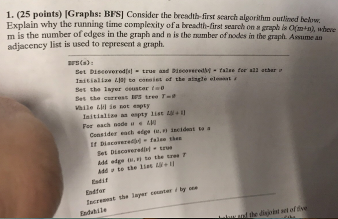  [Graphs: BFS] Consider the breadth-first search algorithm outlined below. Explain why
