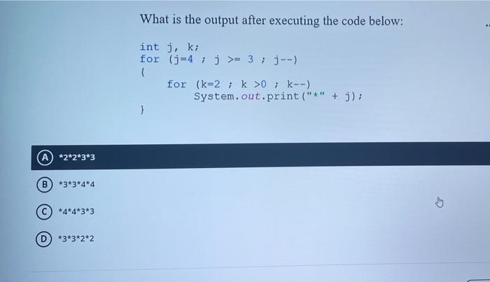  What is the output after executing the code below: int i,