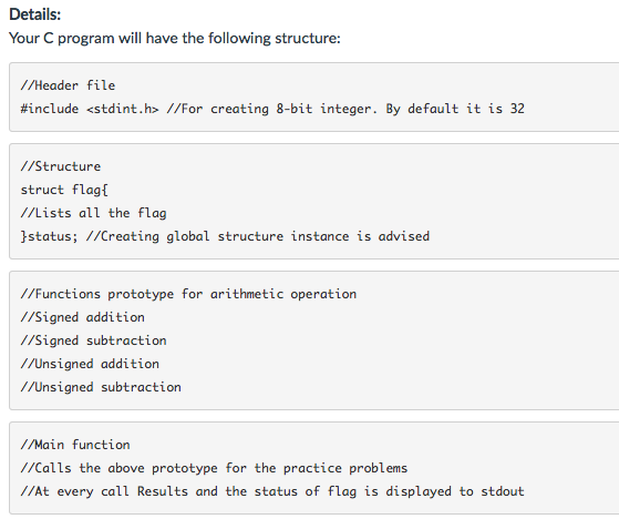 Write a C program that performs 8 bit signed and unsigned integer